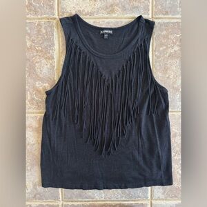 Express Black Fringe Tank Top